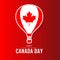 Canada day - Air balloon with canada flag sign on red background vector design