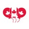 Canada day, canadian flag balloons maple leaf decoration flat style icon