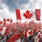 Canada Day Celebration: Triumphant Crowds Waving Flags