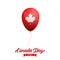 Canada Day. Glossy balloon with Canadian Maple Leaf and typography