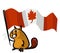 Canada-Day-Illustration-Clipart-Beaver holding Canadian national flag