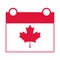 Canada day, independence calendar date maple leaf sign flat style icon