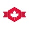 Canada day, maple leaf badge ribbon decoration flat style icon