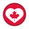 Canada day, maple leaf in heart badge decoration flat style icon