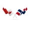 Canada and Dominican Republic flags. Crossed flags. Vector illustration.