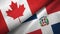 Canada and Dominican Republic two flags textile cloth, fabric texture