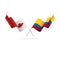Canada and Ecuador flags. Crossed flags. Vector illustration.