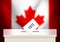 Canada Elections Backdrop with Vote box and flag in the back. Modern federal elections background