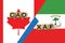 Canada and Equatorial Guinea currencies codes on national flags background