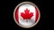 Canada flag button isolated on black