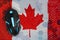 Canada flag and computer mouse. Digital threat, illegal actions on the Internet