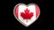 Canada flag heart isolated on black luma matte. Patriotism
