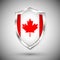 Canada flag on metal shiny shield vector illustration. Collection of flags on shield against white background. Abstract isolated o