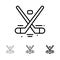 Canada, Game, Hockey, Ice, Olympics Bold and thin black line icon set