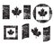 Canada grunge old flags, black isolated on white background, illustration.