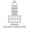 Canada, Halifax, Town Clock travel landmark vector illustration