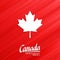 Canada happy flag day, february 15 greeting card with maple leaf symbol and hand lettering.
