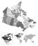 Canada - highly detailed black and white map.