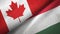 Canada and Hungary two flags textile cloth, fabric texture