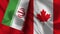 Canada and Iran Realistic Flag â€“ Fabric Texture Illustration