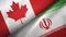 Canada and Iran two flags textile cloth, fabric texture