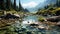 Canada jasper national park Waterfall closeup view