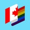 Canada LGBT flag. Canadian Symbol of tolerant. Gay sign rainbow