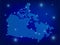 Canada map in blue. Dotted map. Dots  Canada map with spotlights on dark blue background.  Global social network.  Blue futuristic