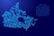 Canada map from blue pattern rhombuses of different sizes and glowing space stars grid. Vector illustration