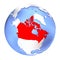 Canada on metallic globe isolated