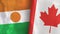 Canada and Niger two flags textile cloth 3D rendering