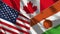 Canada and Niger and USA Realistic Three Flags Together