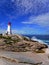 Canada, Nova Scotia, lighthouse of Peggy`s Cove Harbor City