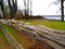 Canada, Orleans Island, old wooden fencing