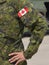 Canada patch flag on soldiers arm