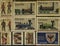 Canada post vintage stamps series of trains Christmas Regiments and school