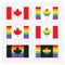Canada rainbow pride flags icons set