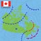 Canada. Realistic synoptic map of the Canada showing isobars and weather fronts. Meteorological forecast. Map country with