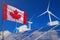 Canada renewable energy, wind and solar energy concept with windmills and solar panels - renewable energy - industrial