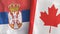 Canada and Serbia two flags textile cloth 3D rendering