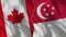 Canada and Singapore Half Flags Together