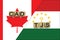 Canada and Tajikistan currencies codes on national flags background