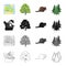 Canada, tree, plant, and other web icon in cartoon style.Map, land, ocean, icons in set collection.