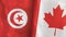 Canada and Tunisia two flags textile cloth 3D rendering