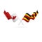 Canada and Uganda flags. Crossed flags. Vector illustration.