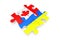 Canada and Ukraine Cooperation Puzzle as Flags. 3d Rendering