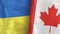 Canada and Ukraine two flags textile cloth 3D rendering