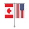 Canada and USA flags hanging together.