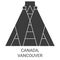 Canada, Vancouver travel landmark vector illustration