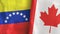 Canada and Venezuela two flags textile cloth 3D rendering